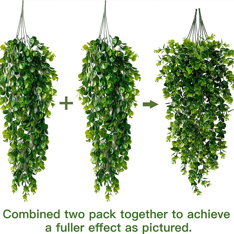 Artificial Hanging Plants Faux Eucalyptus Leaf Greenery Vine Outdoor UV Resistant Plastic Plants for DIY Home Wedding Decoration photo 3