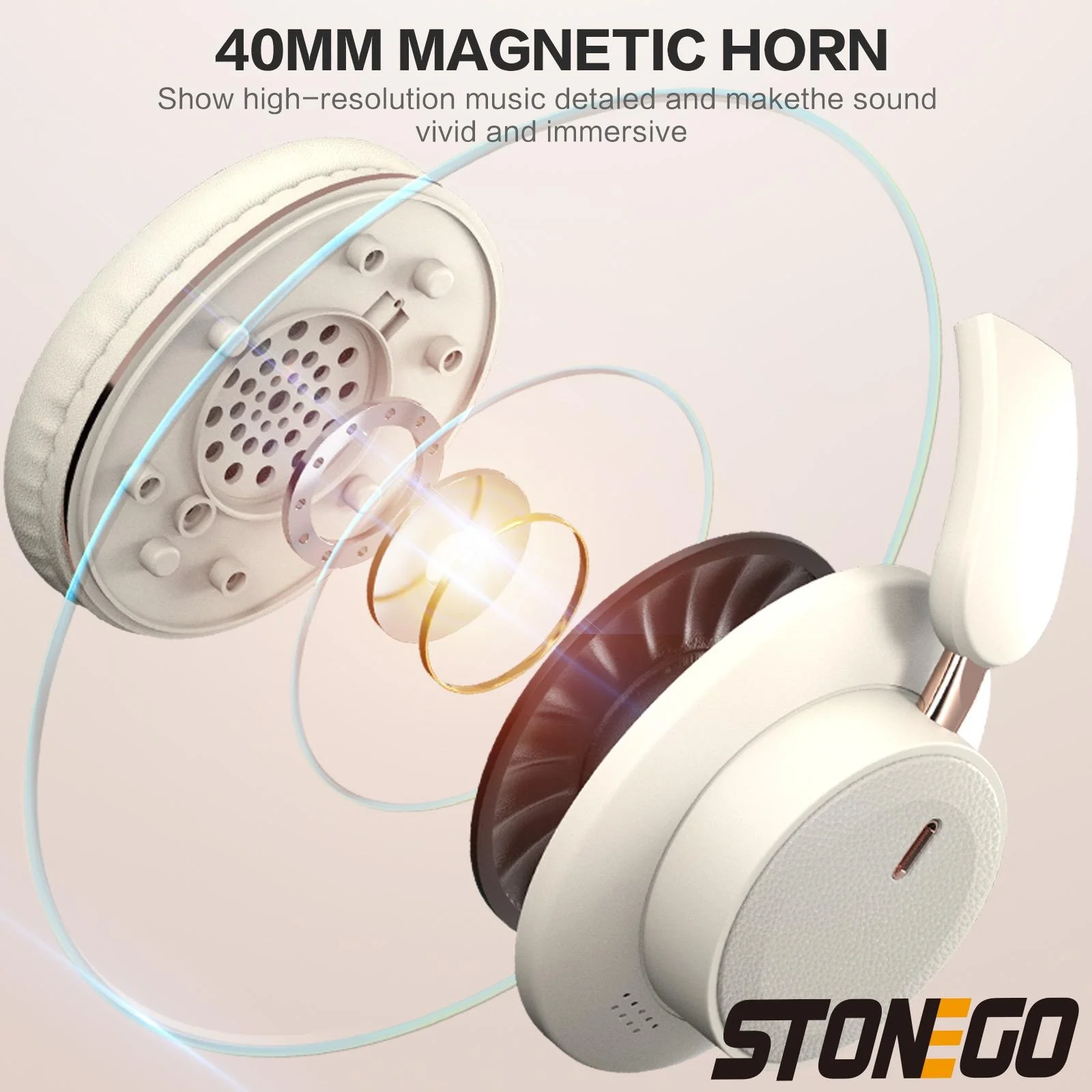 Bluetooth Headphones Wireless Headset Over Ear Foldable Portable Fashion Aesthetic Design With 24H Long Battery Life Premium Hi-Fi Stereo Sound All Day Comfortable Fit For Photography Props Travel Sports Gym Workout Gaming School Office Use And Study photo 3