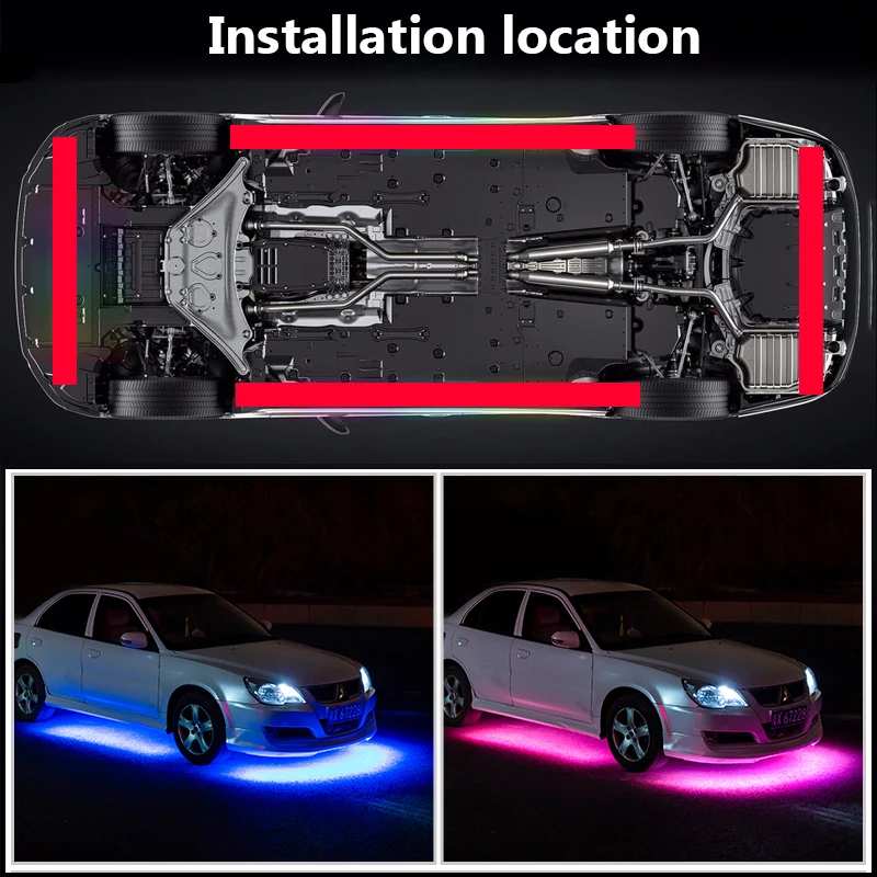 Car Charssis Flexible LED Strip Light LED Underbody Remote /APP Control RGB Neon Lights Ambient Atmosphere Auto Decorative Lamp photo 6