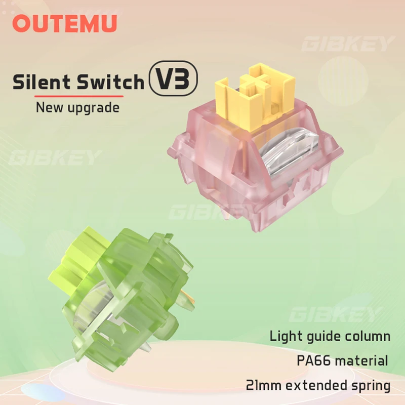 Outemu Silent Peach V3 Switch Lubed Mute Lemon V3 Switches Mechanical Keyboard Linear Tactile 5Pin Hot swap Pre Lubed PA66 POM photo 1