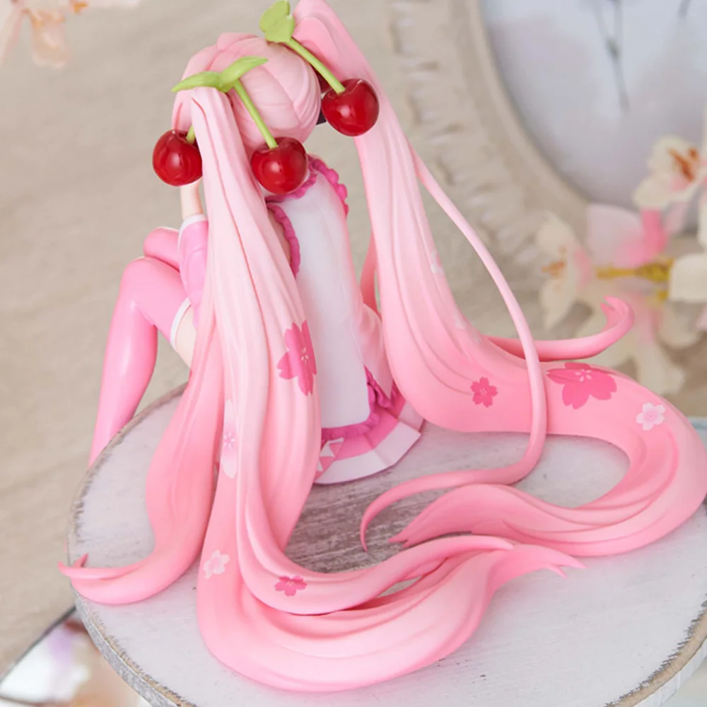 Hot Hatsune Miku Anime figure Pink dress model action figures toys Cherry pink PVC cherry blossom decoration collect Model gifts photo 4