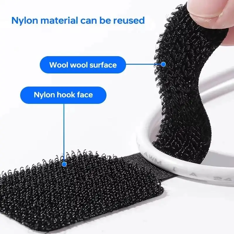 Reusable Cable Ties Fastening Wire Organizer Cord Rope Holder Self Adhesive Adjustable Cord Organizer Straps Desk Management photo 4