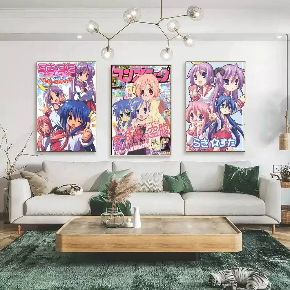 Anime Lucky Star Kawaii Self-adhesive Art Poster Decoracion Painting Wall Art White Kraft Paper Home Decor photo 4