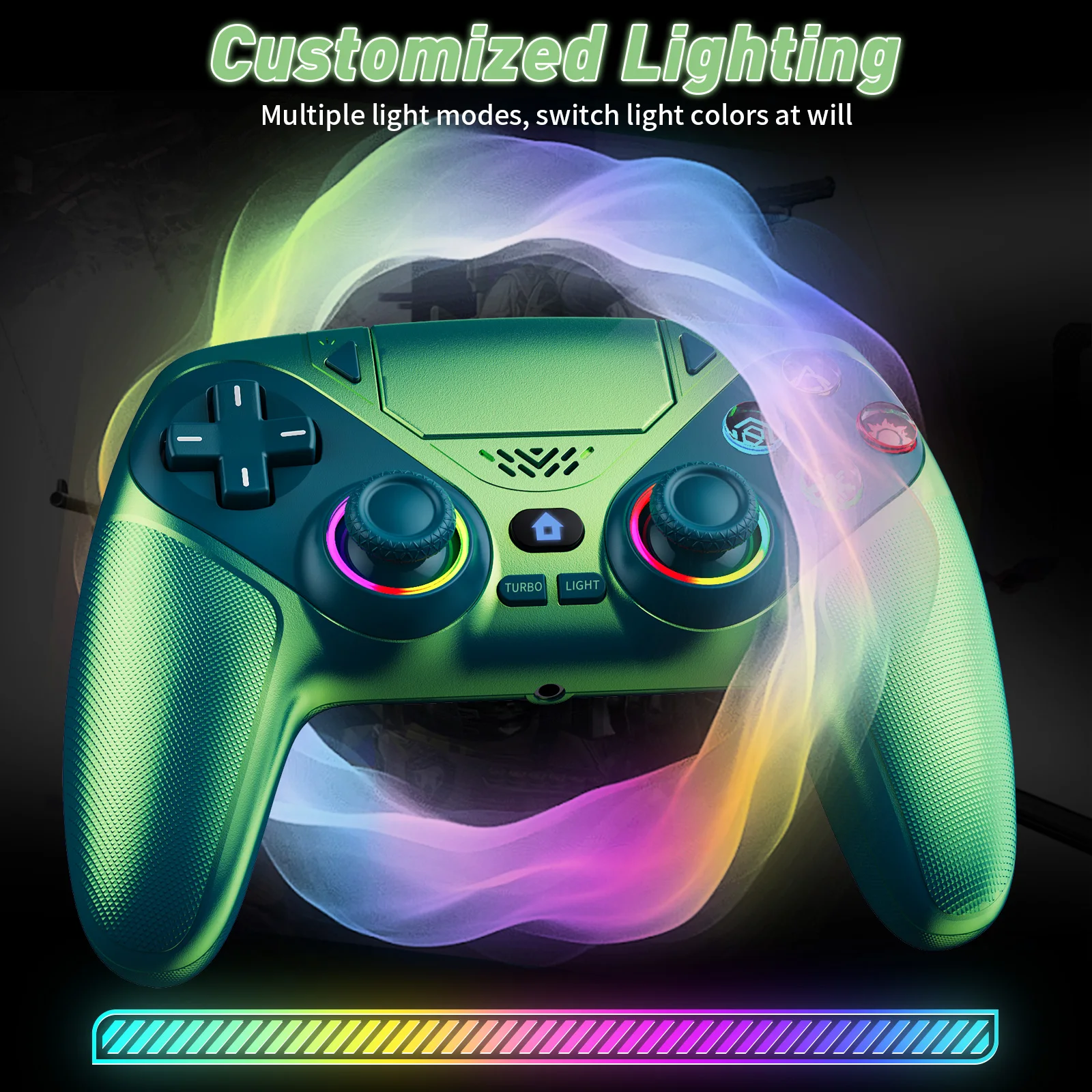 Controller For PS5/PlayStation 5 Pro/Slim/PC Wireless Gamepads RGB Hall Effect No Drift Game Joystick W/Dual Vibrate Marco/Turbo photo 3