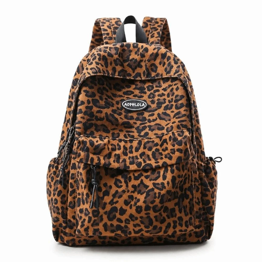 Fashion Leopard Print Laptop Backpack Large Capacity Multi-pocket Students Schoolbag Oxford Travel Daypack for Teenage Girls photo 3