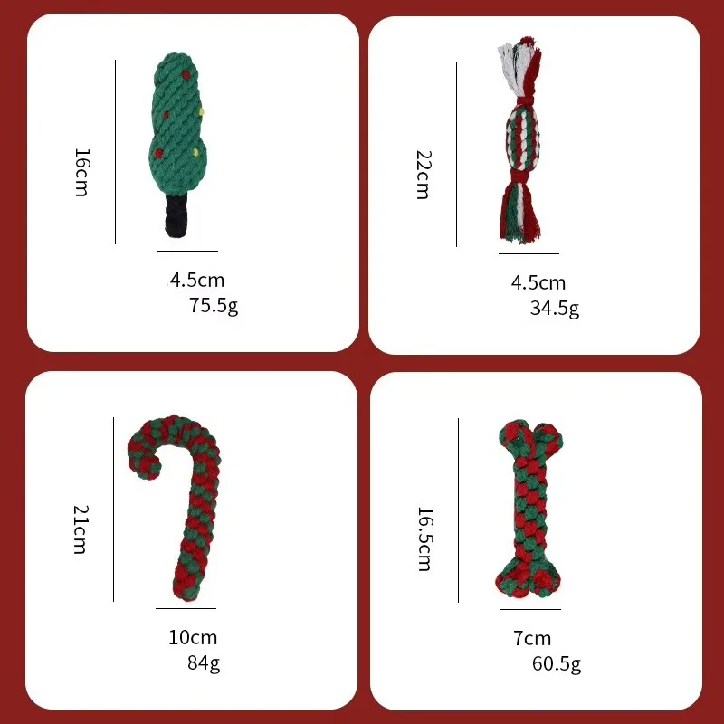 Christmas Pet Cotton Rope Knot Interactive Chew Toy Bite-resistant Molar Interactive Dog Toy Teeth Clean Festive Toy For All Dog photo 6