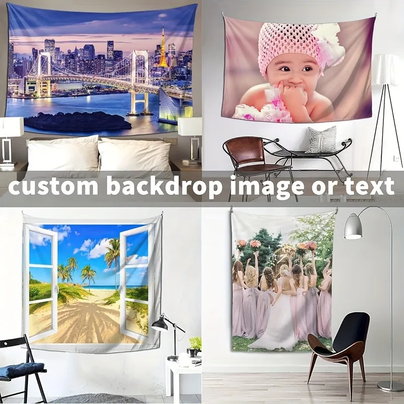 Custom Tapestry Personalized Photo Tapestrys Anniversary, Birthday, Wedding Party Decoration Background Banner Home Decor photo 5