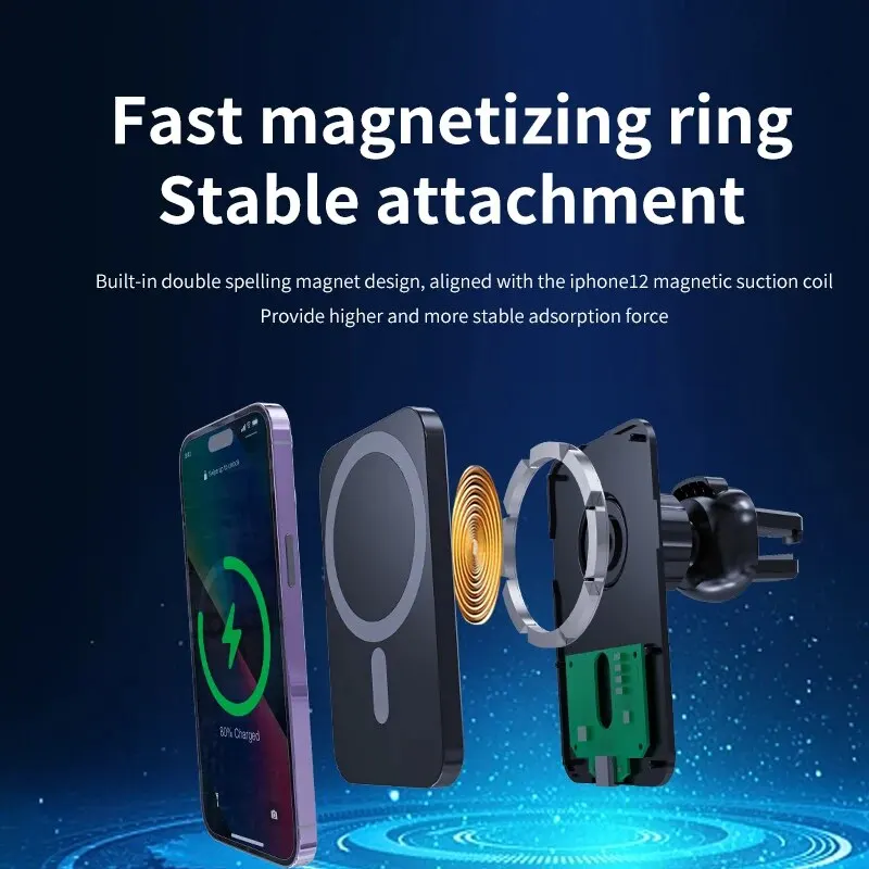 Magnetic Car Wireless Charger For iPhone 17 16 15 14 13 12 Pro Max Mini Car Phone Holder Stand Mount Fast Charging Station photo 3