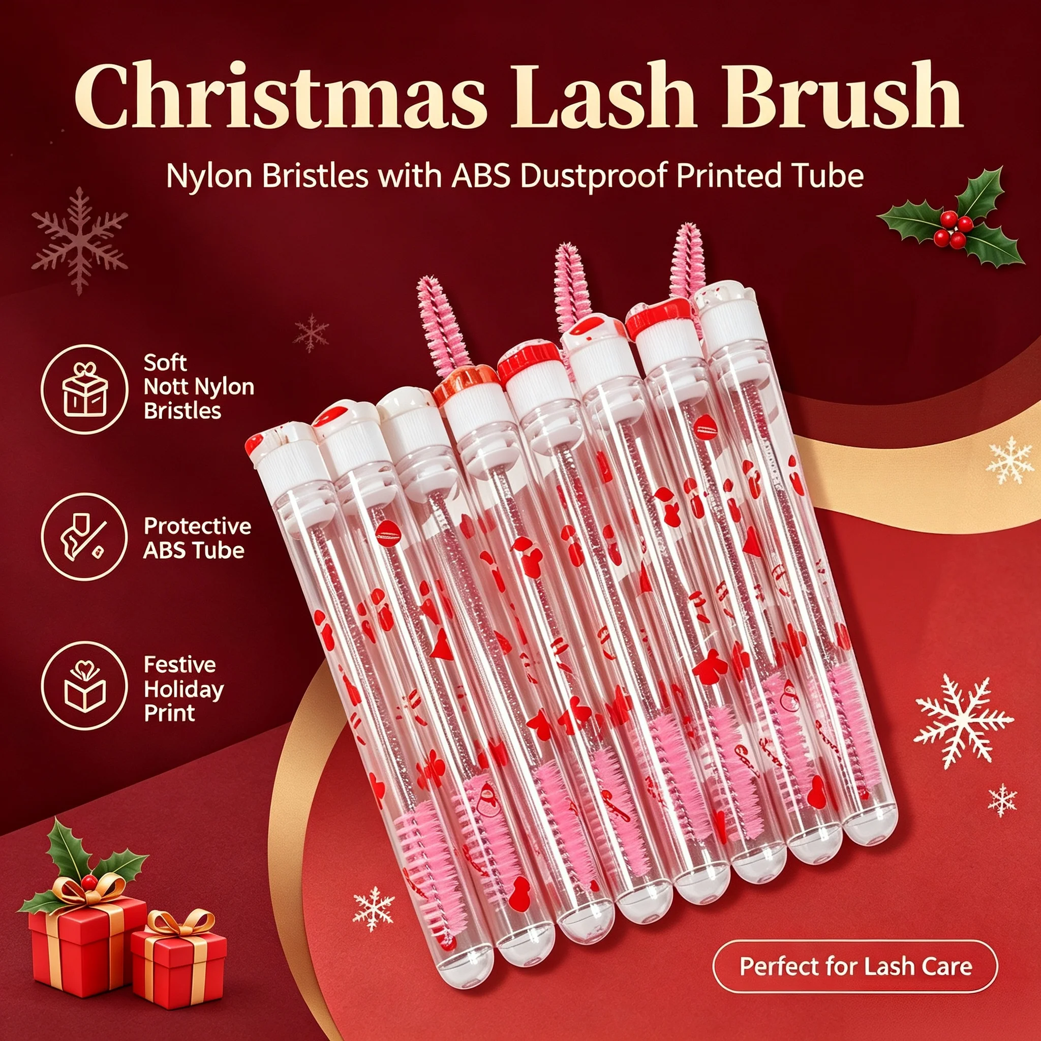10Pcs Christmas Eyelash Brush Set Santa Snowflake Mascara Wands Spoolies Eyebrow Comb Lash Extension Tools Xmas Beauty Gifts photo 4