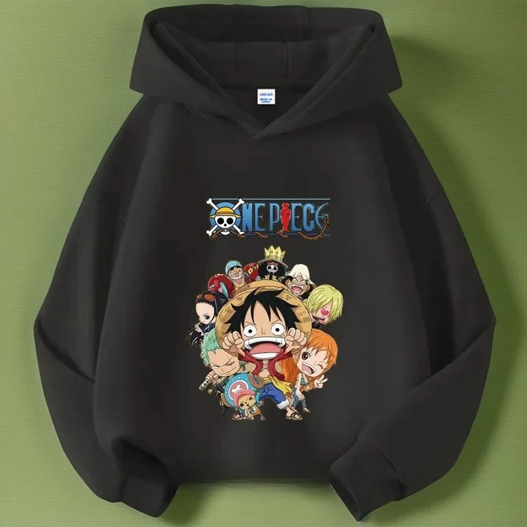 Spring Autumn One Piece Luffy Hoodie Children Clothing Anime Cartoon Pattern Fleece Sweatshirt Y2k Trendy Kids Gift Children Top photo 5