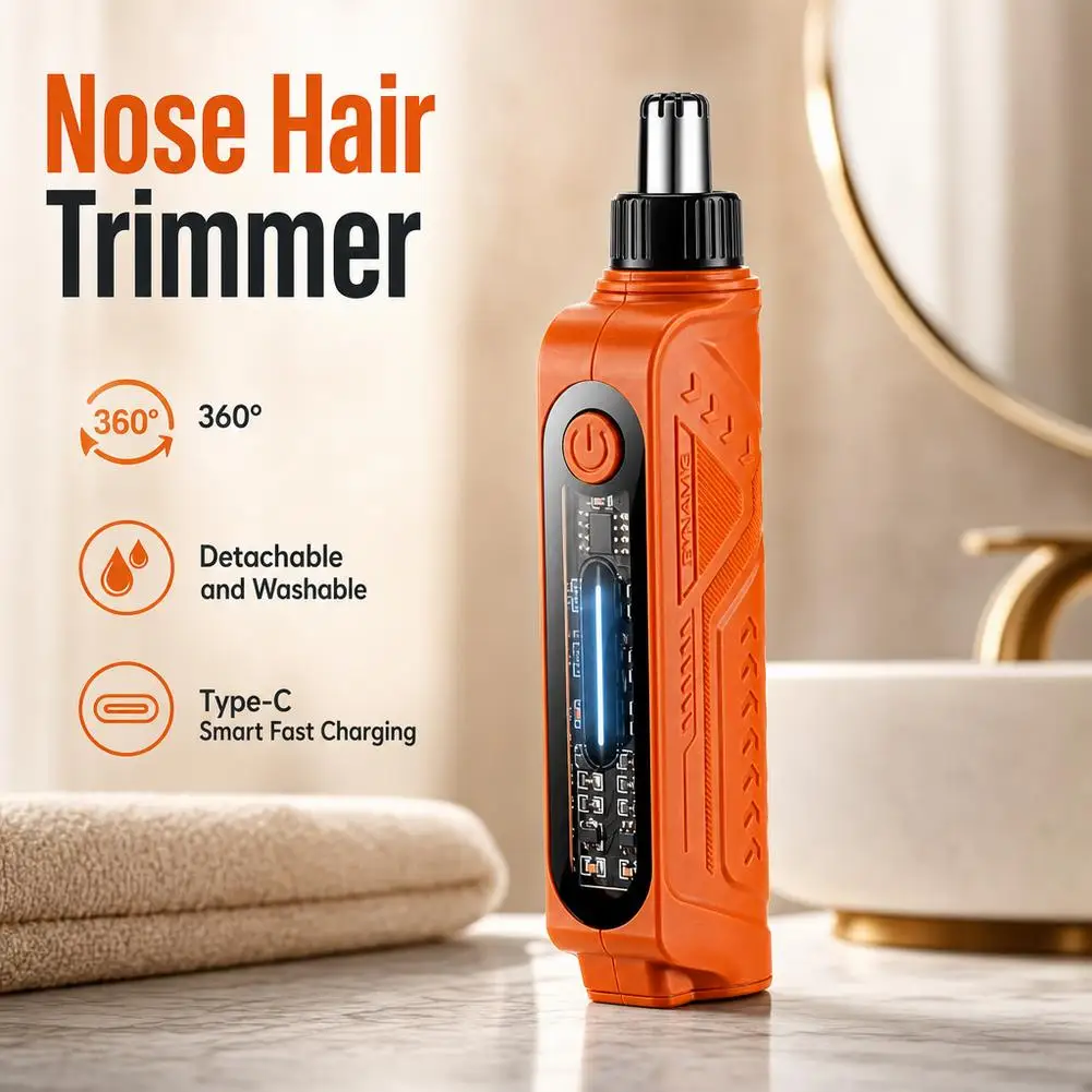 Rechargeable Nose Ear Hair Trimmer 360° Rotatable Anti‑Pinch Washable Detachable Head Type‑C Charging Portable Men Grooming Tool photo 5
