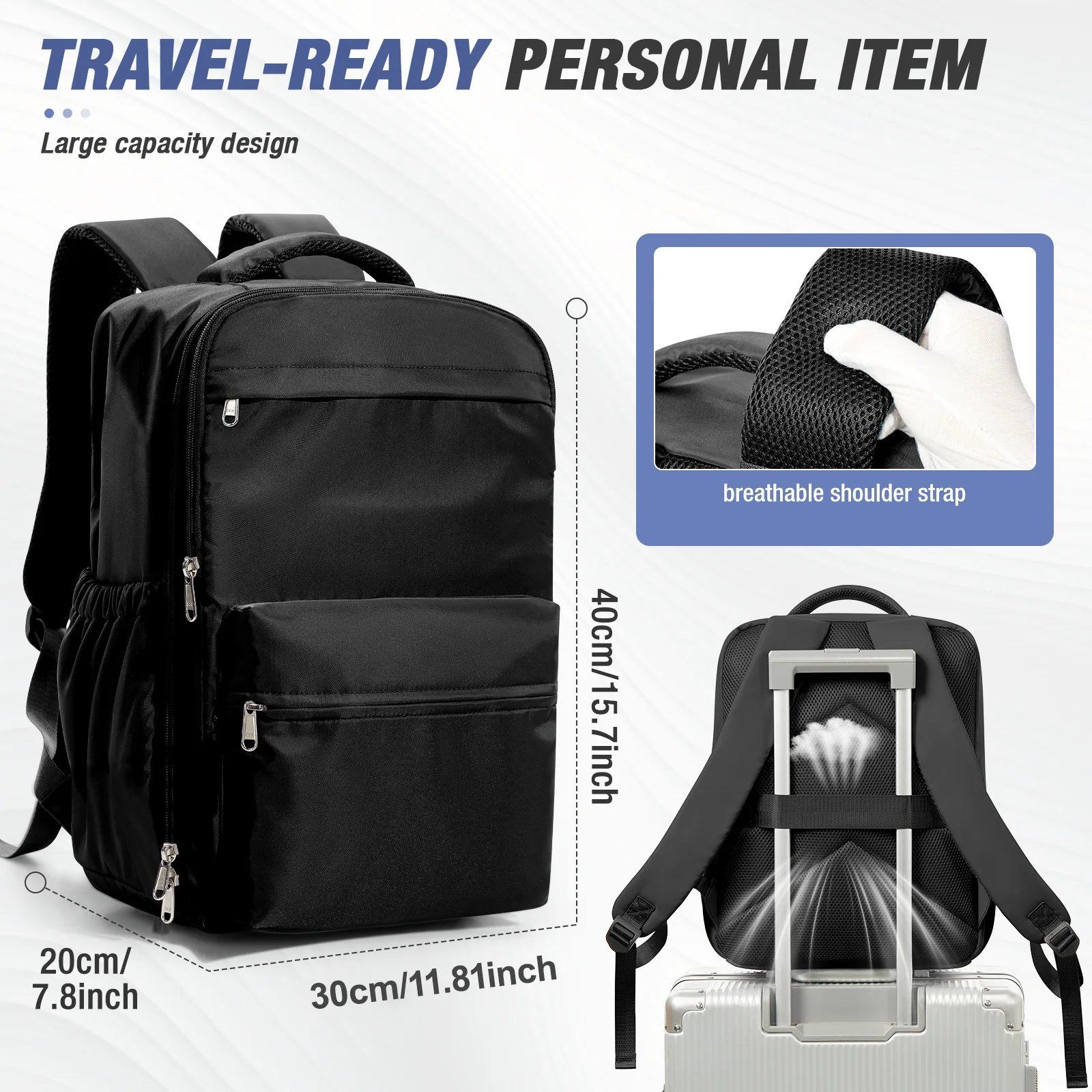 Men Vacuum Compression Backpack 15.6in Laptop Backpack Expand Hiking Vacuum Travel Backpack, Ryanair Backpack 40x30x20 Cabin Bag photo 5