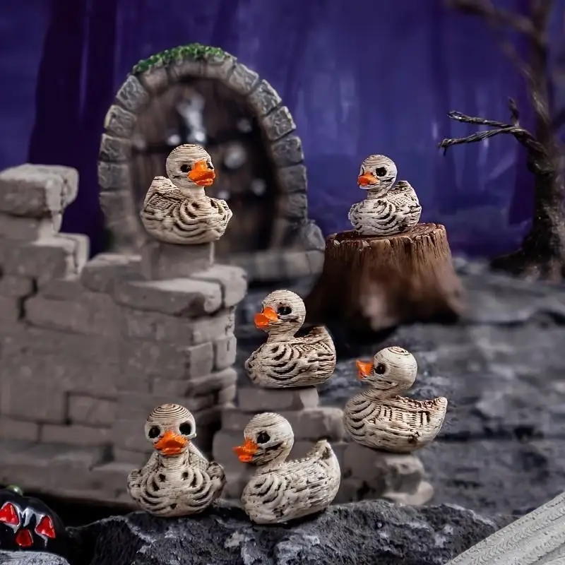 20-Pack 0.6in Gothic Cute Skull Ducks - Resin Figurines for Halloween, Gothic Home, Office, Party - Compact Desk Decor photo 4