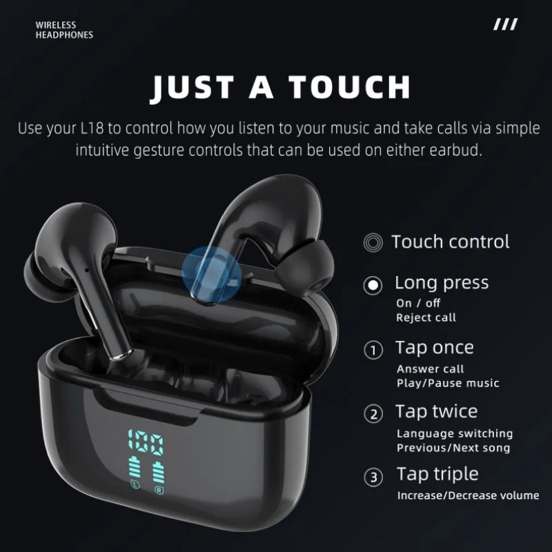 Wireless Bluetooth Earphones HIFI Stereo Sound ENC Headphones Power Display Earbuds For XIAOMI Samsung TWS Music Headset photo 5