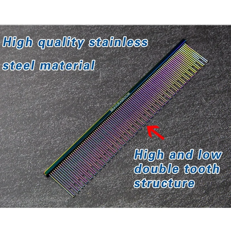 BAVURA Pet Grooming Comb Stainless Steel Aluminum Alloy Steel for Dogs And Cats Professional Quality for Easy Hair Care photo 3