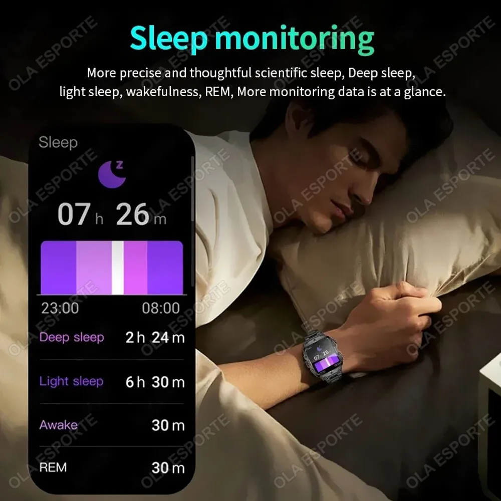 2026 New Military Smart Watch Men IP67 3ATM Outdoor Sports Fitness Tracker Blood Pressure Health Monitor BT Calls GPS Smartwatch photo 6