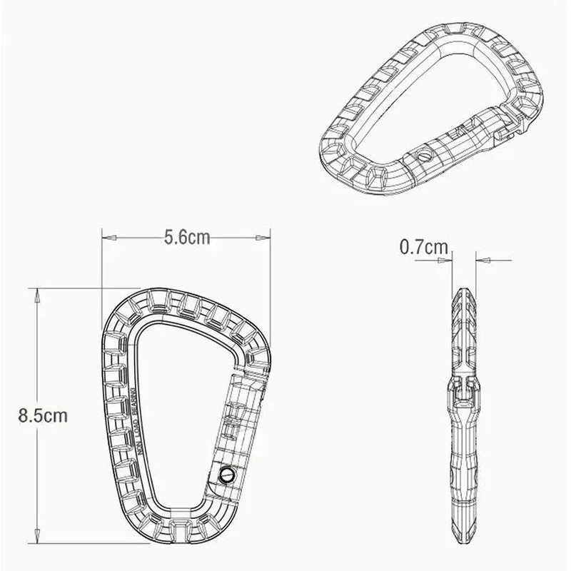 5/10/15/20pcs Tactical D-Shape Plastic Carabiner With Hard Spring Snap Clip ITW Keychain Gear Hook For Outdoor Camping Tools photo 6