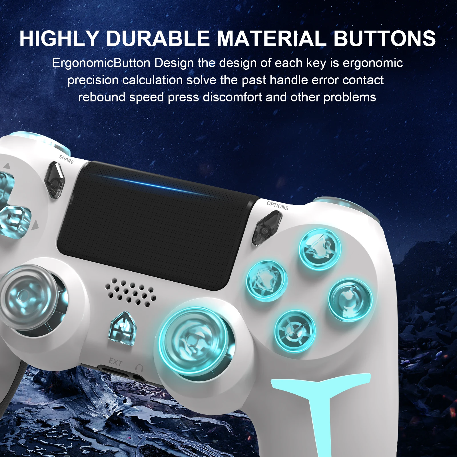 GAMINJA Wireless Game Controller For PS4 PS3 Console Computer PC RGB Light LED Bluetooth Gamepad 6-axis Gyroscope Dual Vibration photo 5