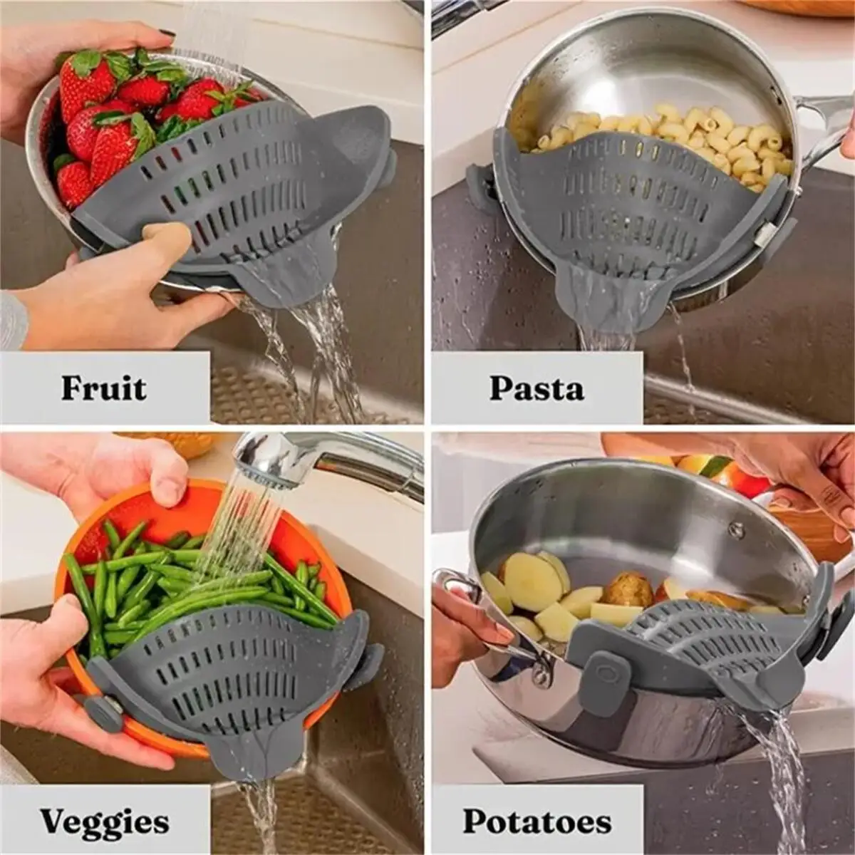 1pc, Strainer, Pot Strainer, Adjustable Clip On Strainer For Pots Pans And Bowls, Kitchen Pot Strainer photo 3