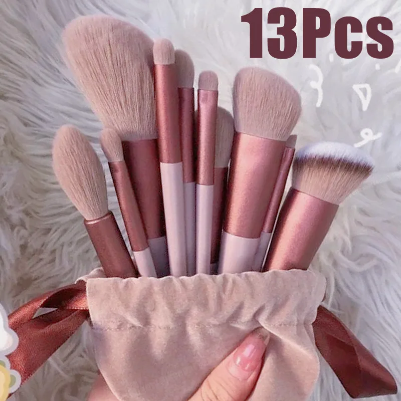 13 PCS Makeup Brushes Set Eye Shadow Foundation Women Cosmetic Brush Eyeshadow Blush Beauty Soft Make Up Tools Bag photo 1