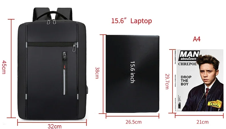 Waterproof Business Backpack Men USB School Backpacks 15.6 Inch Laptop Backpack Large Capacity Bagpacks for Men Back Pack Bags photo 6