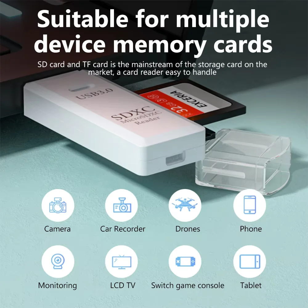 2 Pcs Card Reader USB 3.0 USB to SD TF Memory Card Flash Drive Adapter for PC Laptop Accessories Multi Smart Cardreader photo 4