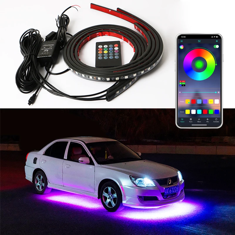 Car Charssis Flexible LED Strip Light LED Underbody Remote /APP Control RGB Neon Lights Ambient Atmosphere Auto Decorative Lamp photo 1