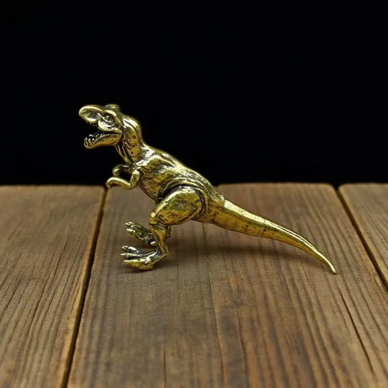 Brass T-Rex Dinosaur Figurine: Mini Metal Statue, Desktop Decor, Collectible Gift photo 3
