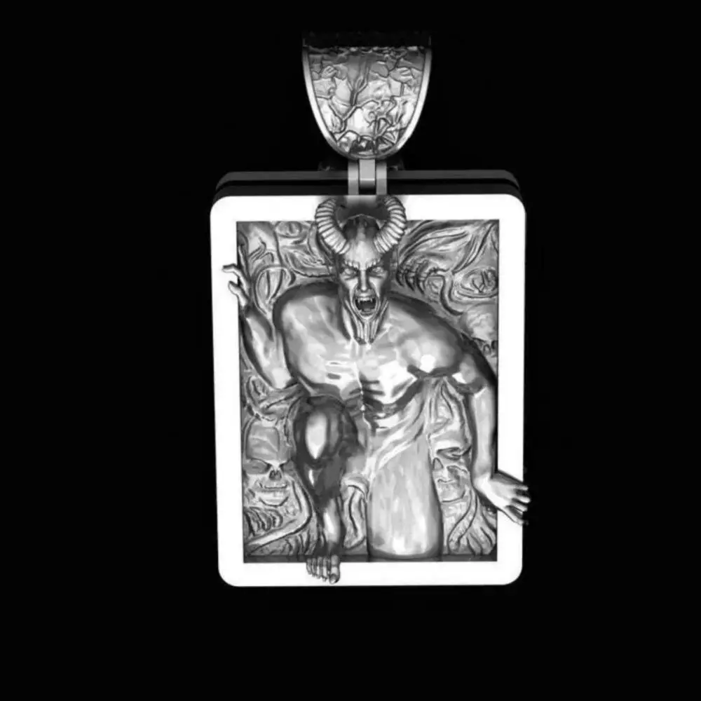 Hip Hop Fashion Stainless Steel Necklace Personality Punk Retro Demon Skull Pendant Necklace For Trendy Men Women photo 4