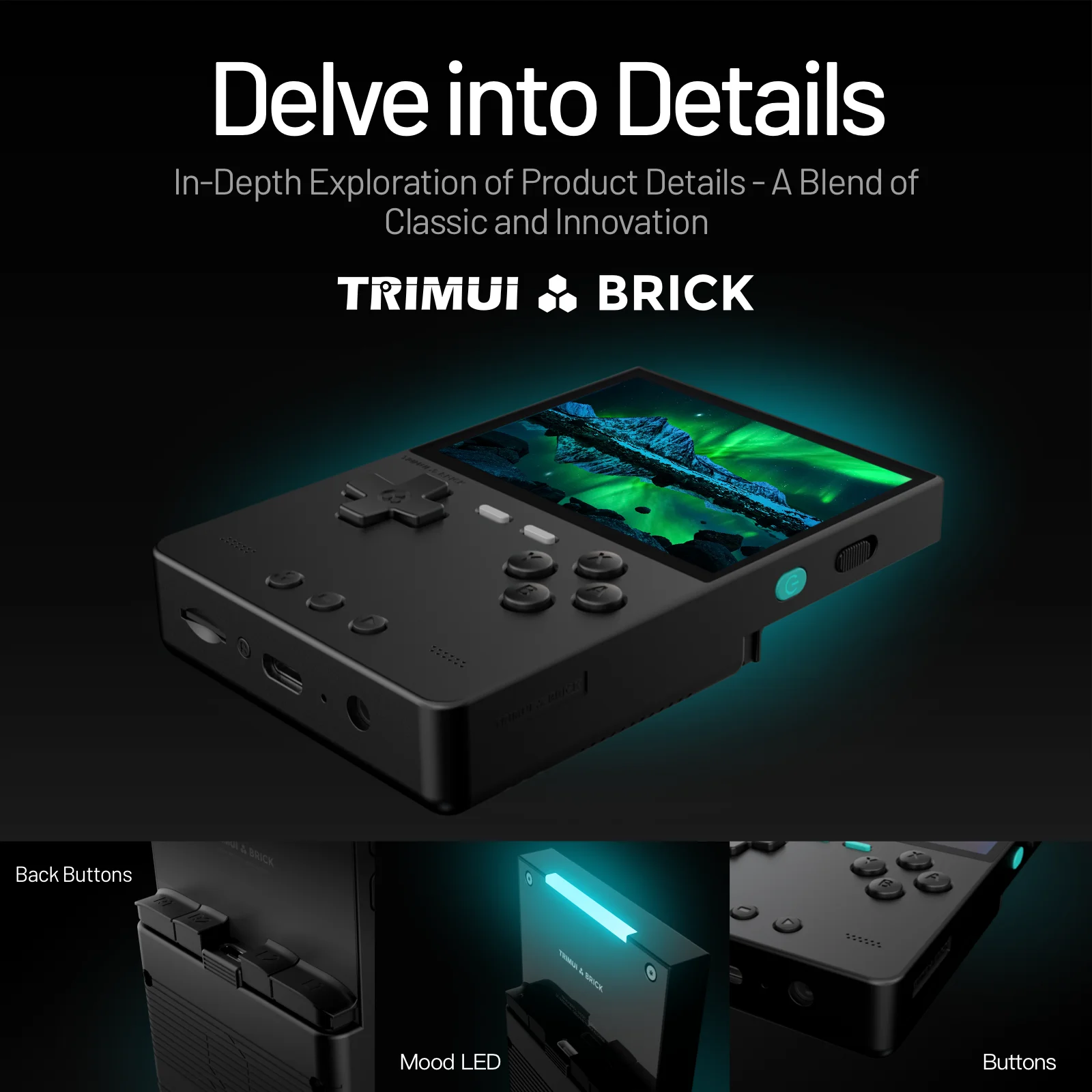 TRIMUI BRICK Handheld Game Console 3.2'' IPS Screen Linux System Trimui UI Metal Back Panel Key LED Lighting Free Keycap Gifts photo 4