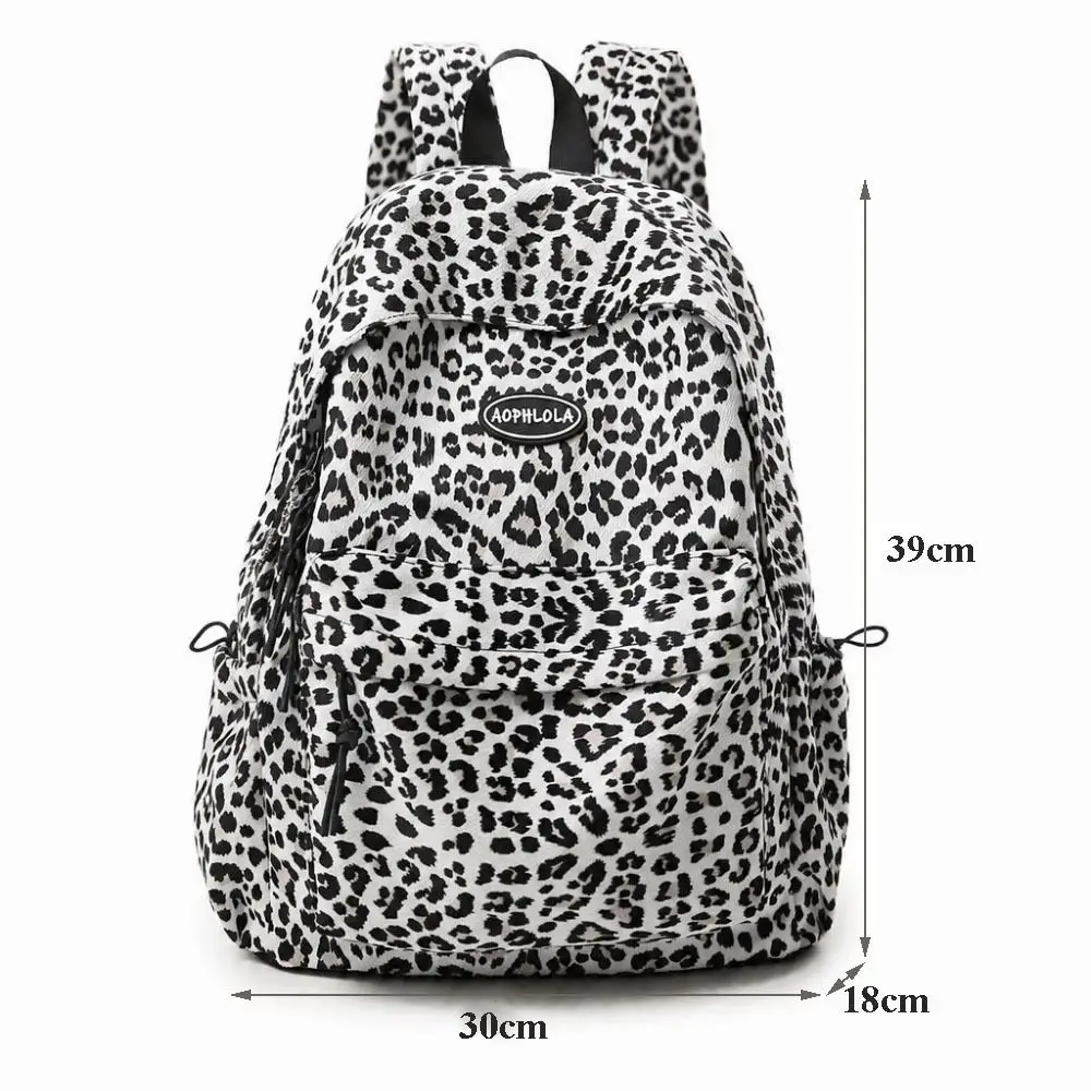Fashion Leopard Print Laptop Backpack Large Capacity Multi-pocket Students Schoolbag Oxford Travel Daypack for Teenage Girls photo 6