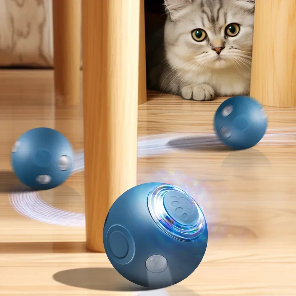 Smart Cat Toys Automatic Rolling Ball Electric Silicone Anti-Bite Anti-Fall Rotating Shine Interactive Pet Dog Toy for Kitten photo 2