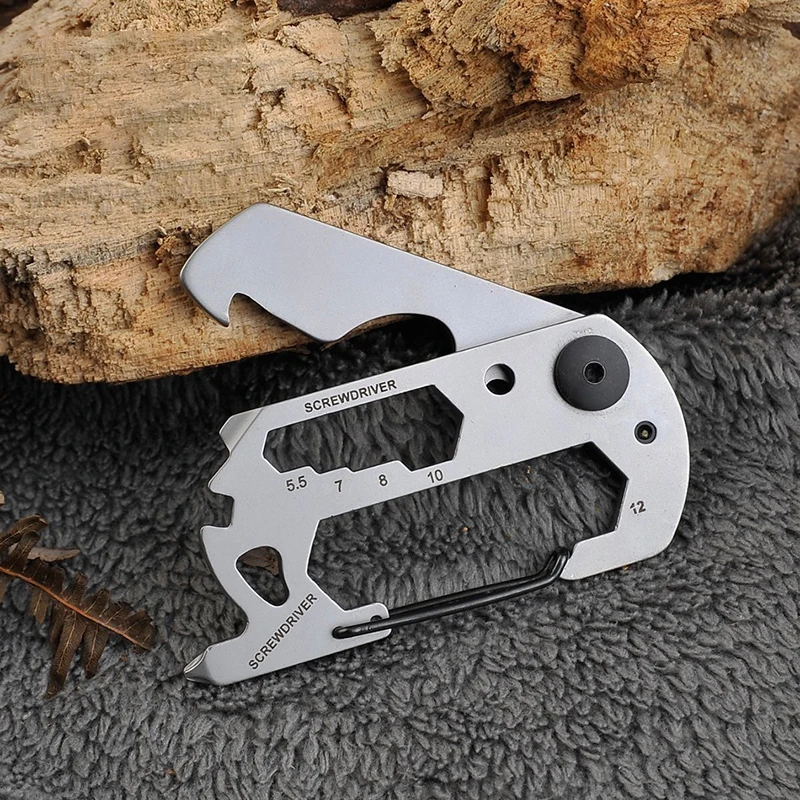 Multifunction Climbing Carabiner EDC Keychain Gear Outdoor Tools Camping Hiking Stainless Steel Wrench Bottle Opener photo 5