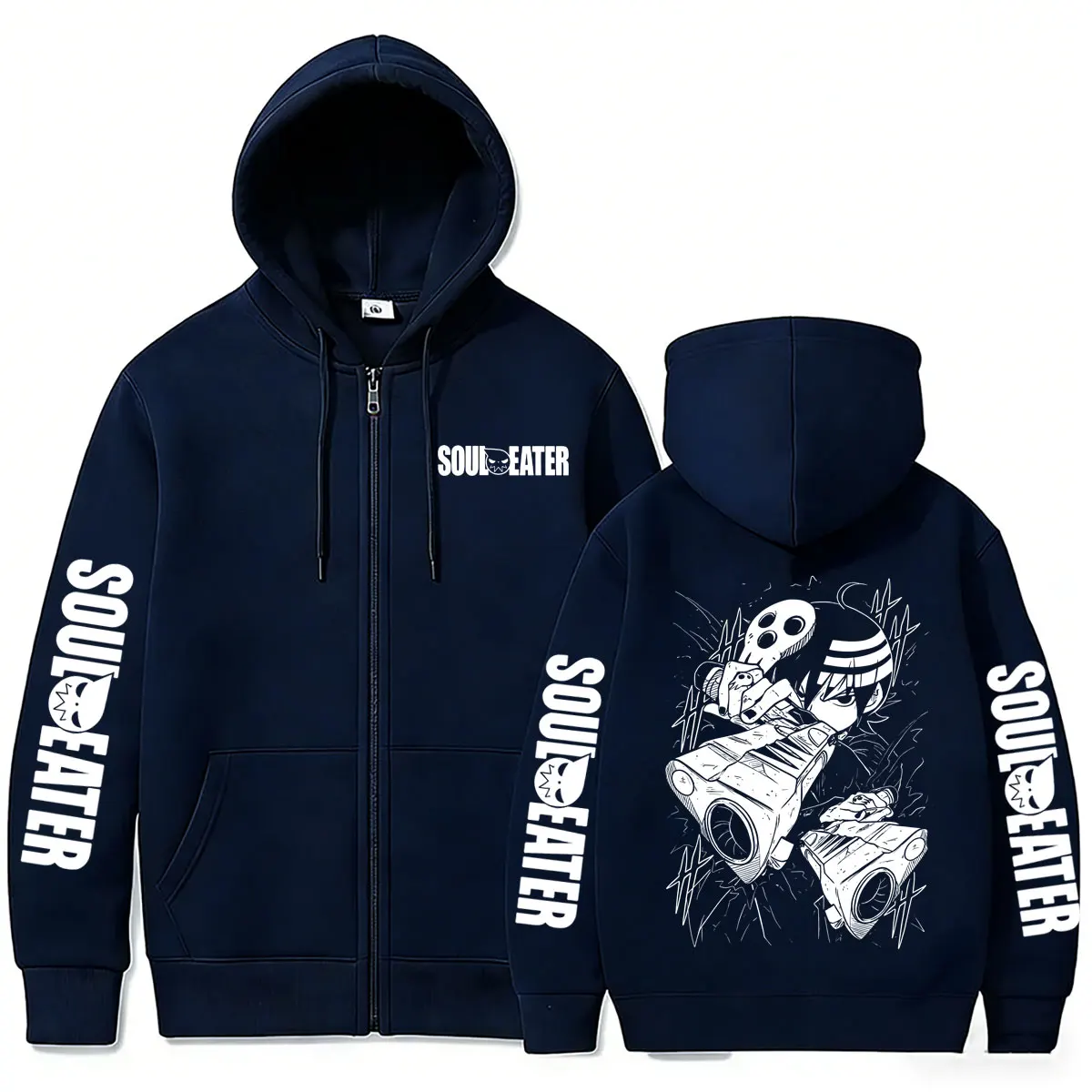 Anime Soul Eater Death The Kid Graphic Zipper Hoodie Men Women Clothing Manga Fashion Streetwear Male Casual Zip Up Jacket Coat photo 3