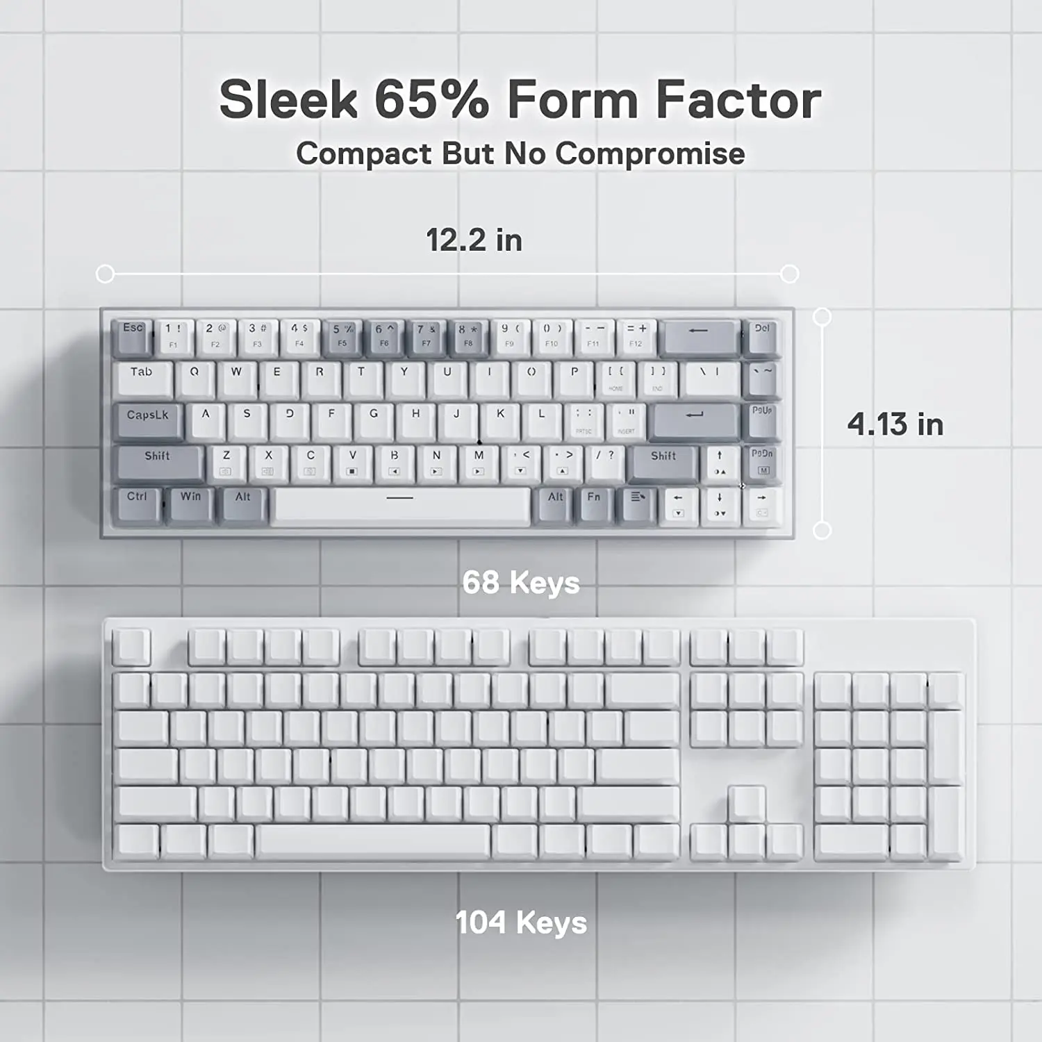 Redragon K631 Gery 65% Wired RGB Gaming Keyboard, 68 Keys Hot-Swappable Compact Mechanical Keyboard photo 2