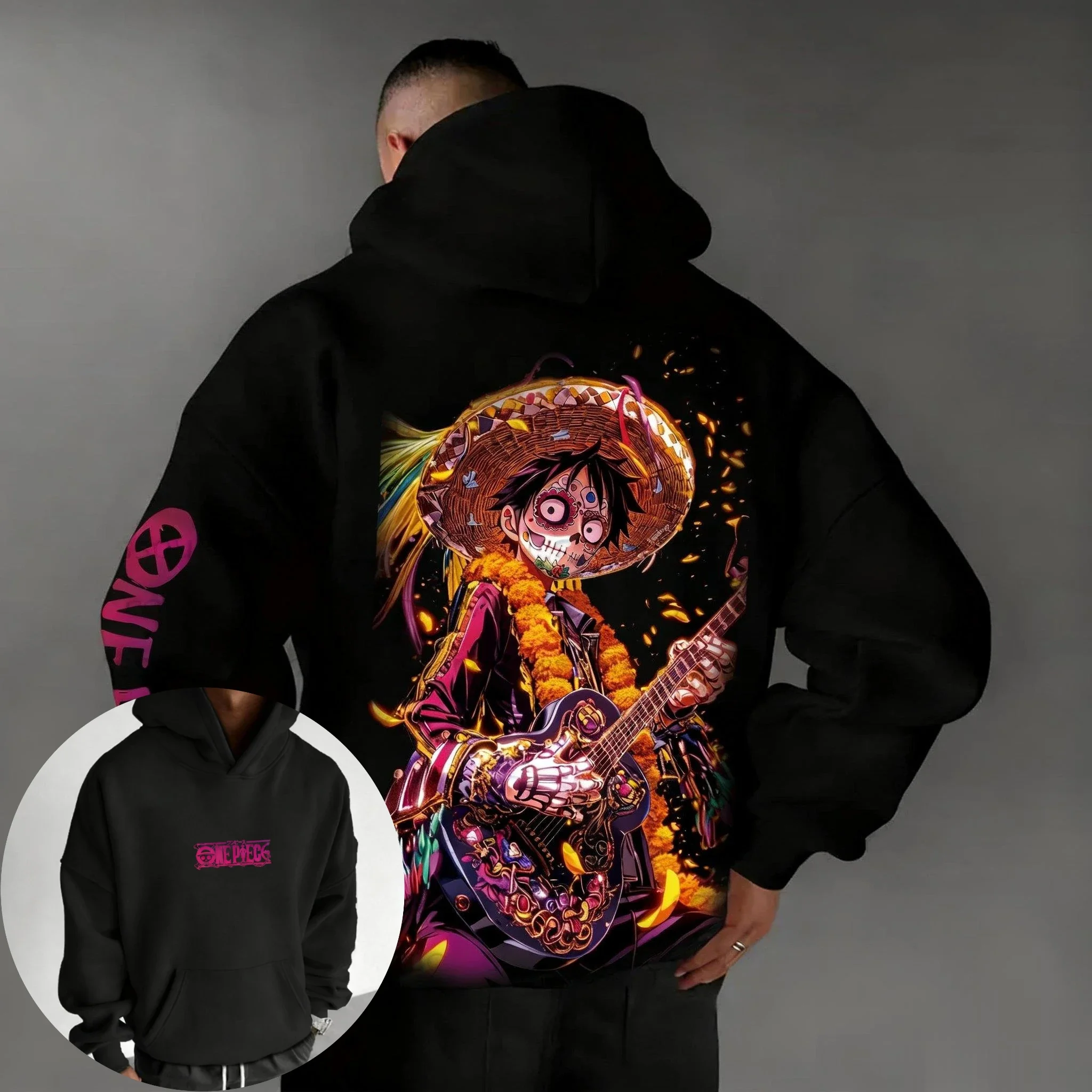 Anime One Piece Zoro Luffy Sanji Hallowmas Graphic Hoodie Men Women Streetwear Cosplay Casual Fashion Autumn Winter Sweatshirt photo 3