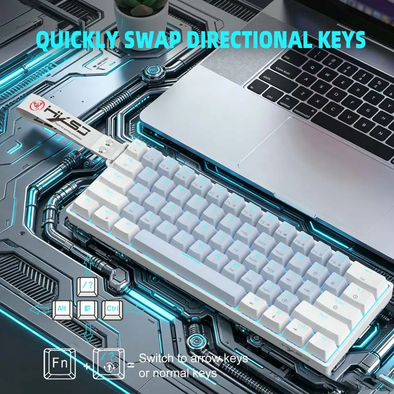 Mechanical Keyboard Compact Portable Keyboard 61 Keys Blue Axis Red Axis Ice Blue Lighting Type C Charging Wired Keyboard photo 6