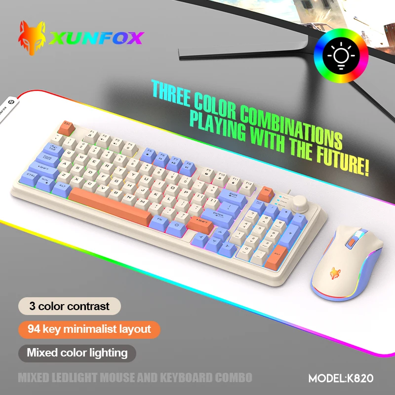 K820 USB Wired Game Keyboard Mouse Set Illuminated Desktop/Laptop Home Office Female Male Keyboard photo 3