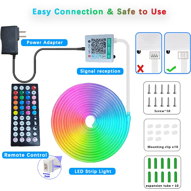 RGB LED Neon Rope Lights APP Control Music Sync IP65 Waterproof Flexible Multi Modes Remote for Indoor Outdoor Bedroom Living Room Gaming Room Party Decoration photo 3