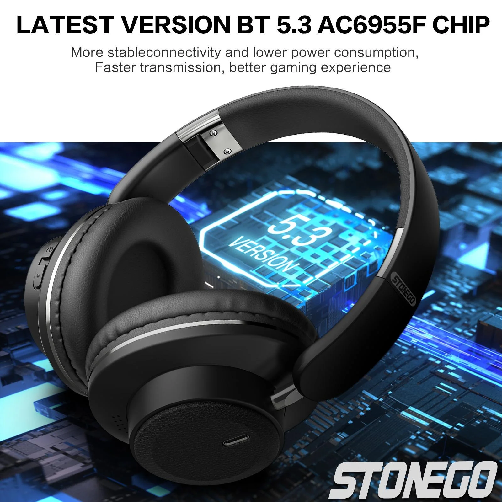 Bluetooth Headphones Wireless Headset Over Ear Foldable Portable Fashion Aesthetic Design With 24H Long Battery Life Premium Hi-Fi Stereo Sound All Day Comfortable Fit For Photography Props Travel Sports Gym Workout Gaming School Office Use And Study photo 4