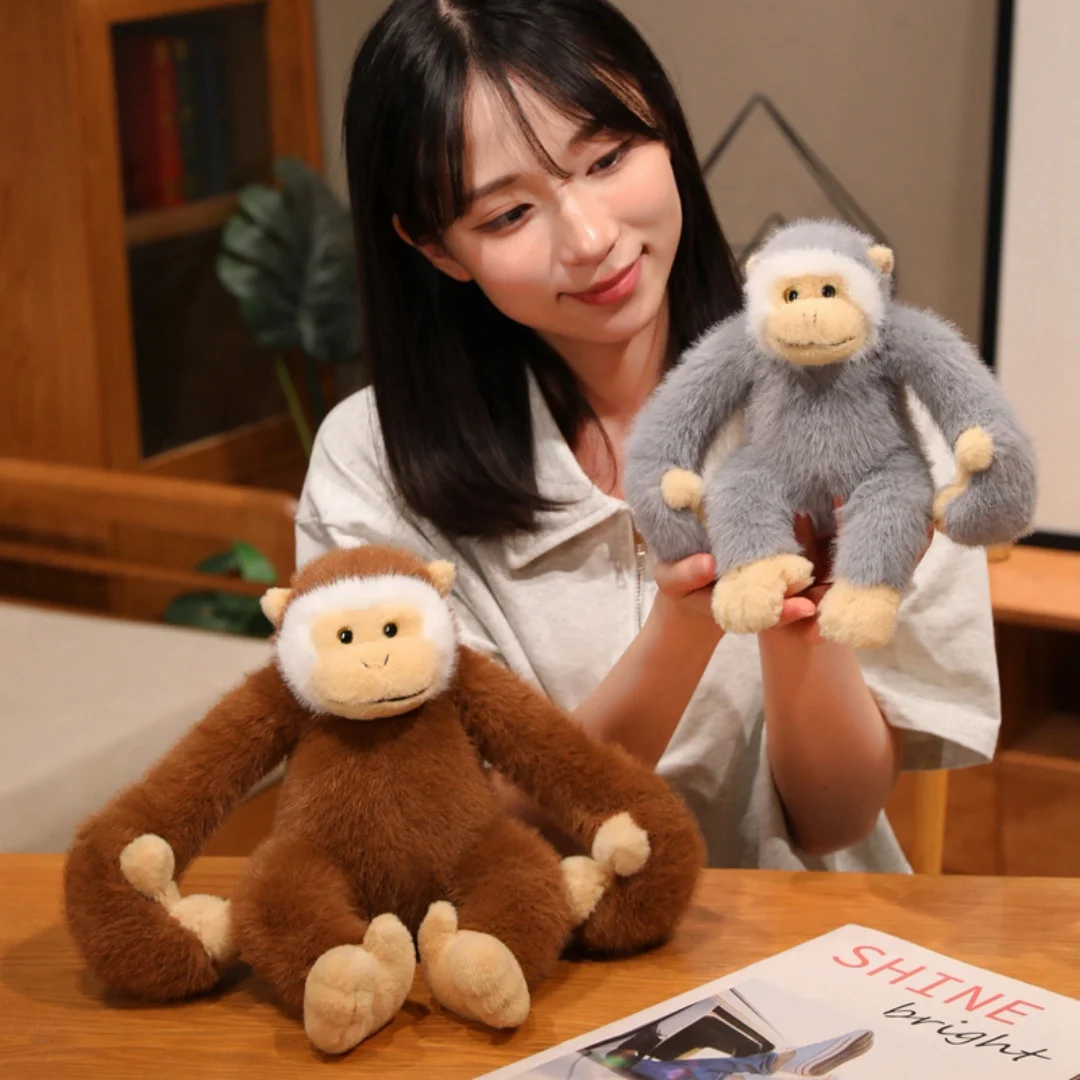 Cute Hanging Long-Arm Gibbon Plush Toy Soft Stuffed Animal Monkey Realistic Jungle Wildlife Plushie Birthday Xmas Gift for Kids photo 3