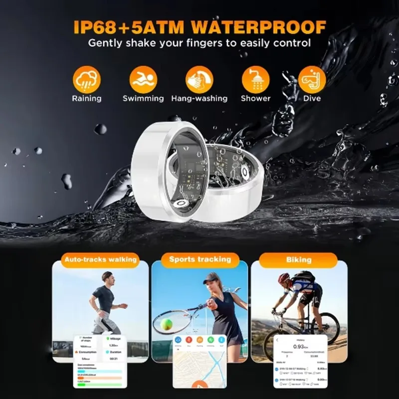 Casatelier White Ceramic Smart Ring SpO2 Heart Rate Sleep Tracker IP68 Waterproof Long Battery Couple Rings photo 6