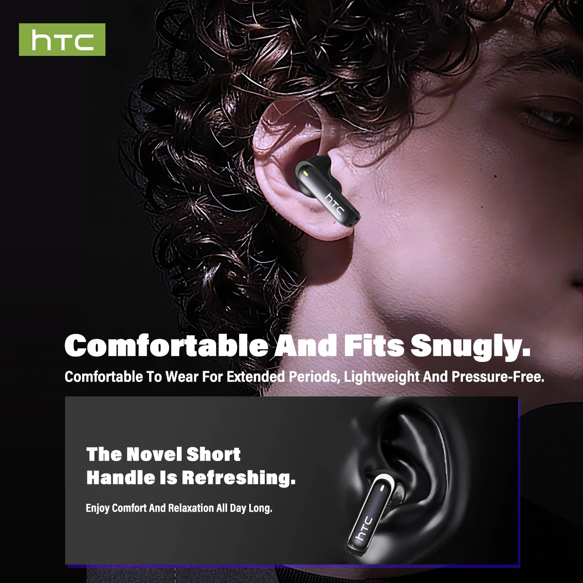 HTC NE70 AI Translate Earbud LED Touch Screen In-Ear Wireless Earphone Bluetooth HiFi Sound Noise Reduction With Mic HD Call photo 6
