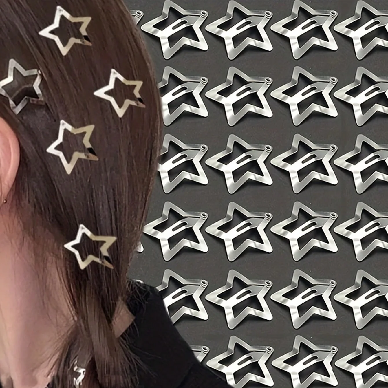 5/15/30/60/100/200pcs Y2K Silver Star Hair Clips for Girls Metal Snap Clip Hairpins Barrettes Hair Grip Jewel Hair Accessories photo 4