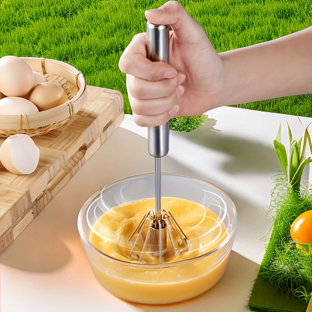 Stainless Steel Egg Beater Durable Semi-Automatic Mixer for Effortless Egg Cream Mixing Stirring and Beating for Kitchen Baking photo 2