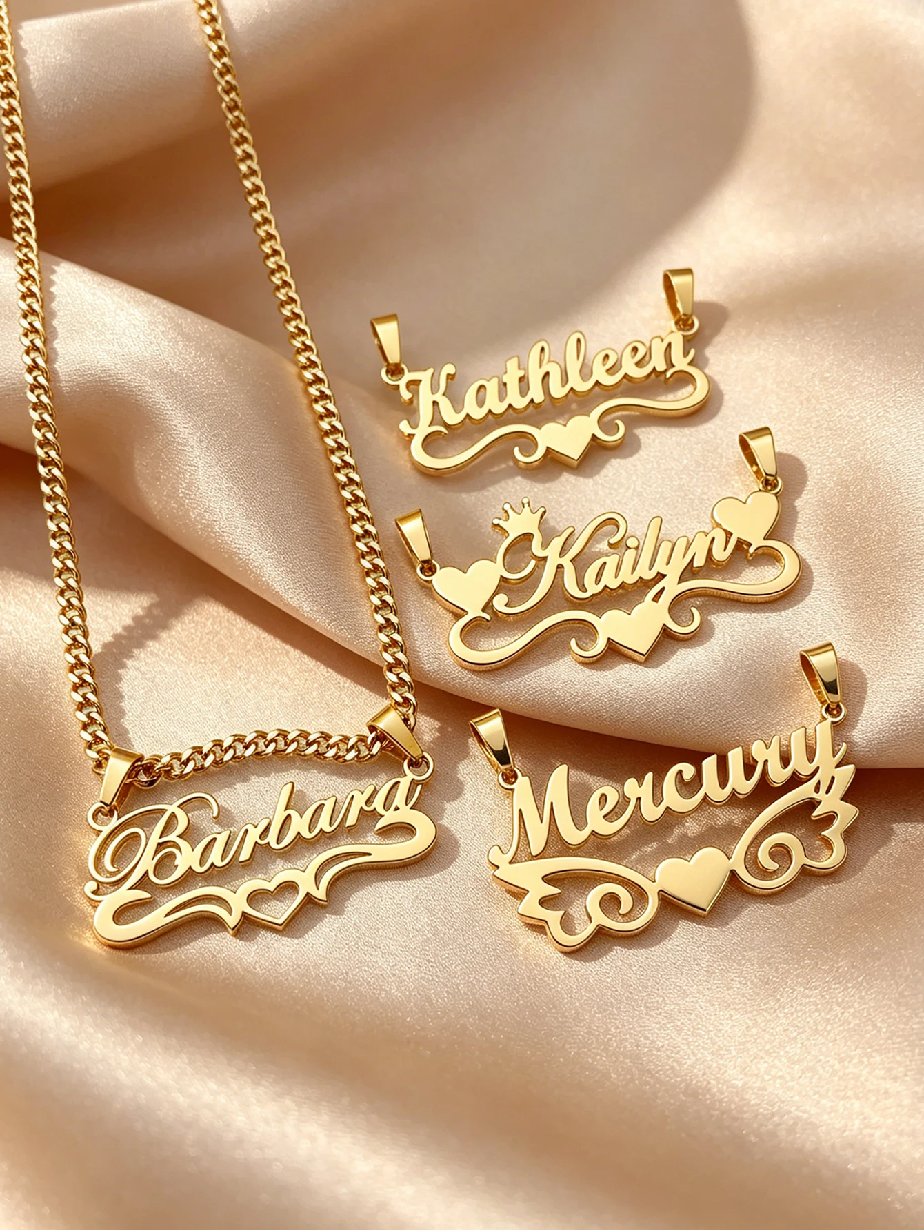 Personalized custom name jewelry necklace, featuring 5 different styles, crafted from 18k gold stainless steel, perfect for ever photo 5
