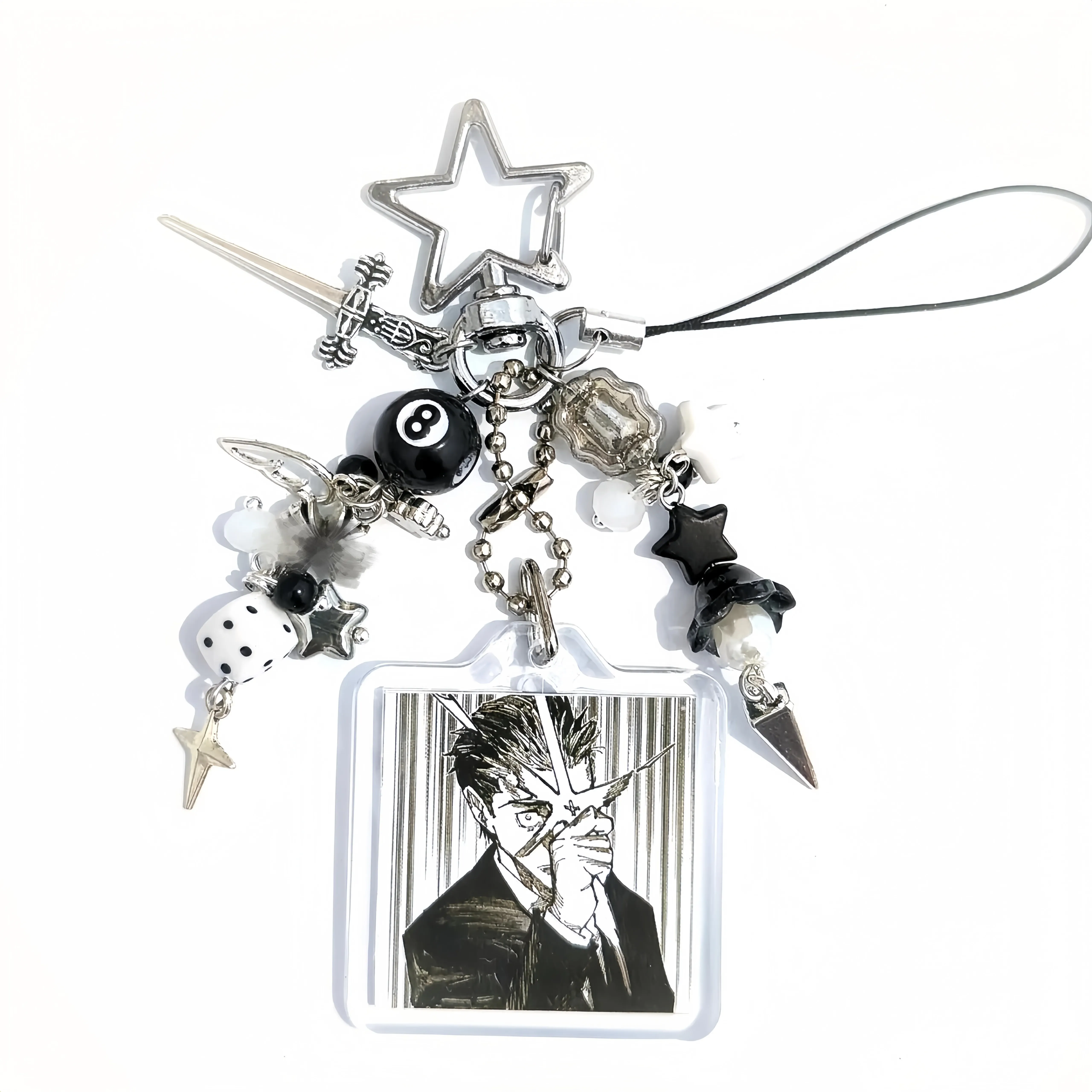 JJK DIY Anime Character Photo Keychain Y2K Cool Acrylic Bag Phone Pendant photo 4