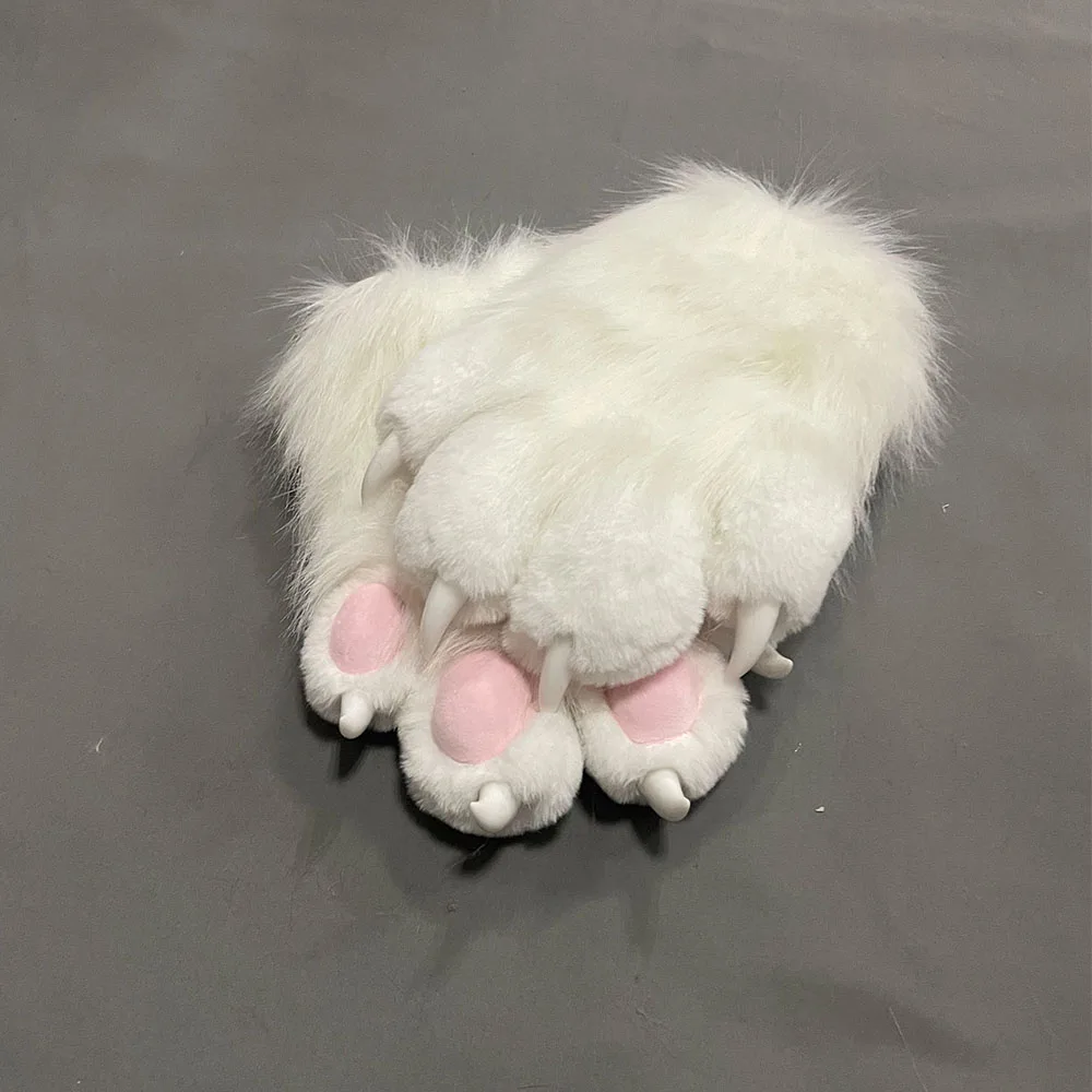Faux Fur Plush Furry Cat Claw Gloves Fursuit Animal Fox Paws Mittens Halloween Cosplay Costume Accessories for Adult photo 4