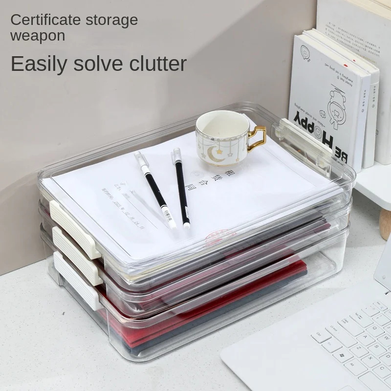 Acrylic Transparent Desktop Paper Storage Box A4 File Document Exam Paper Organizer Household Dust Proof Card Holder Case photo 5