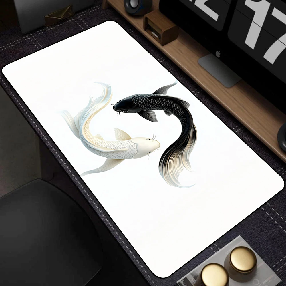 Yin-yang Fish Mouse Pad Black & White Sakura Laptop Desk Mat 90x40cm Company Gaming Accessories Gamer Deskmat Home Table Pads photo 5